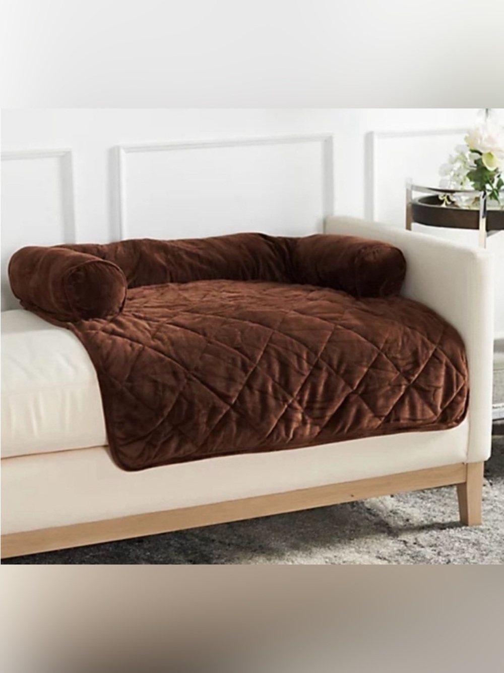 Chocolate Brown Burrow Bud Couch & Chair Protector Pet Bed